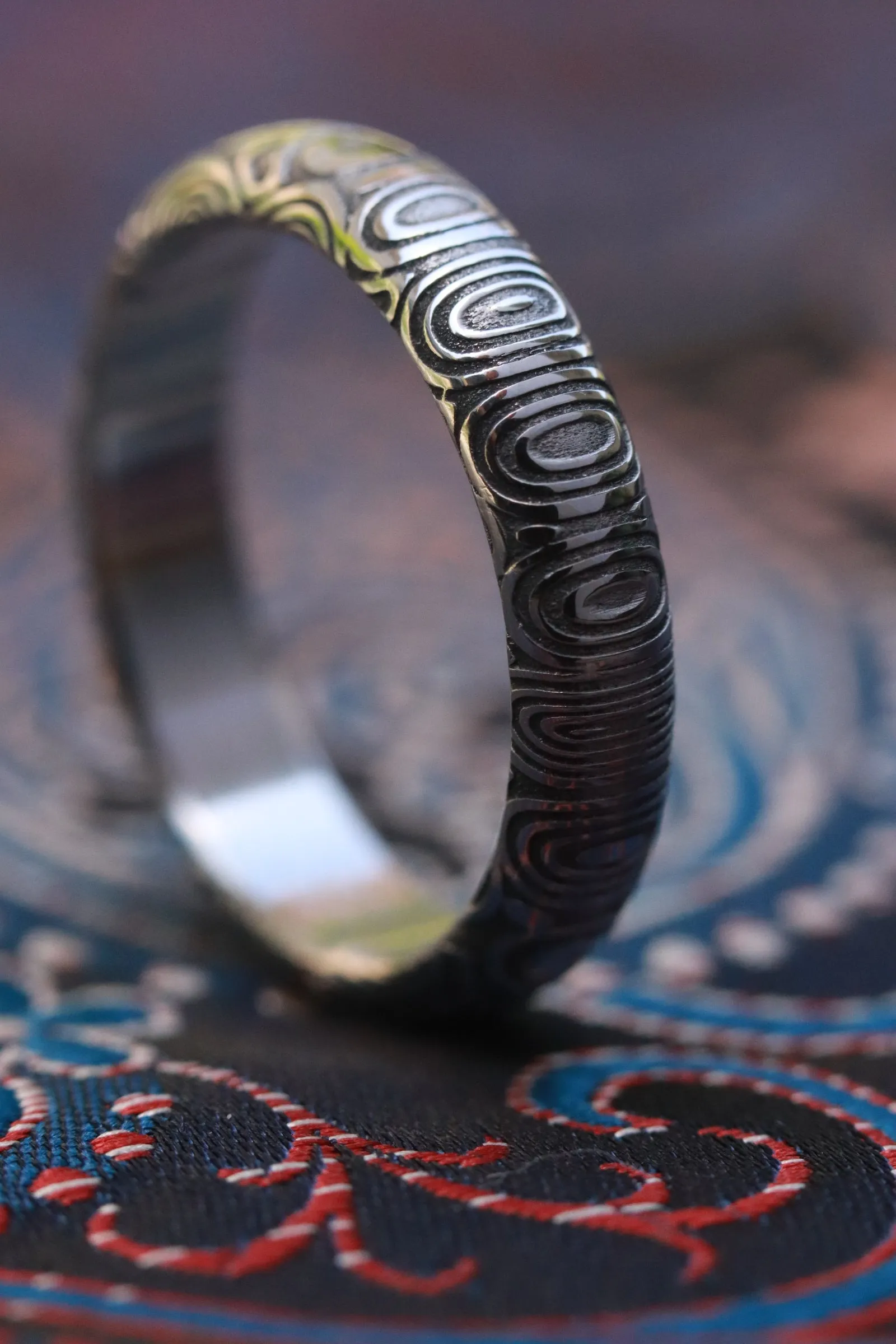 Stainless Damascus natural finish  "bamboo" 3mm or 4mm bluetongue