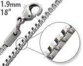 Stainless Steel 18" Box Chain Necklace 1.9 MM