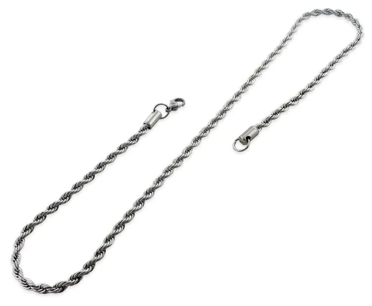 Stainless Steel 20" Rope Chain Necklace 4.0 MM