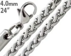 Stainless Steel 24" Spiga Chain Necklace 4.0 MM