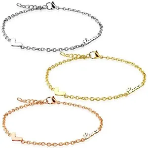 Stainless Steel 9"-10" Heart "Love" Ankle Bracelet Anklet. Available in 3 Colors.
