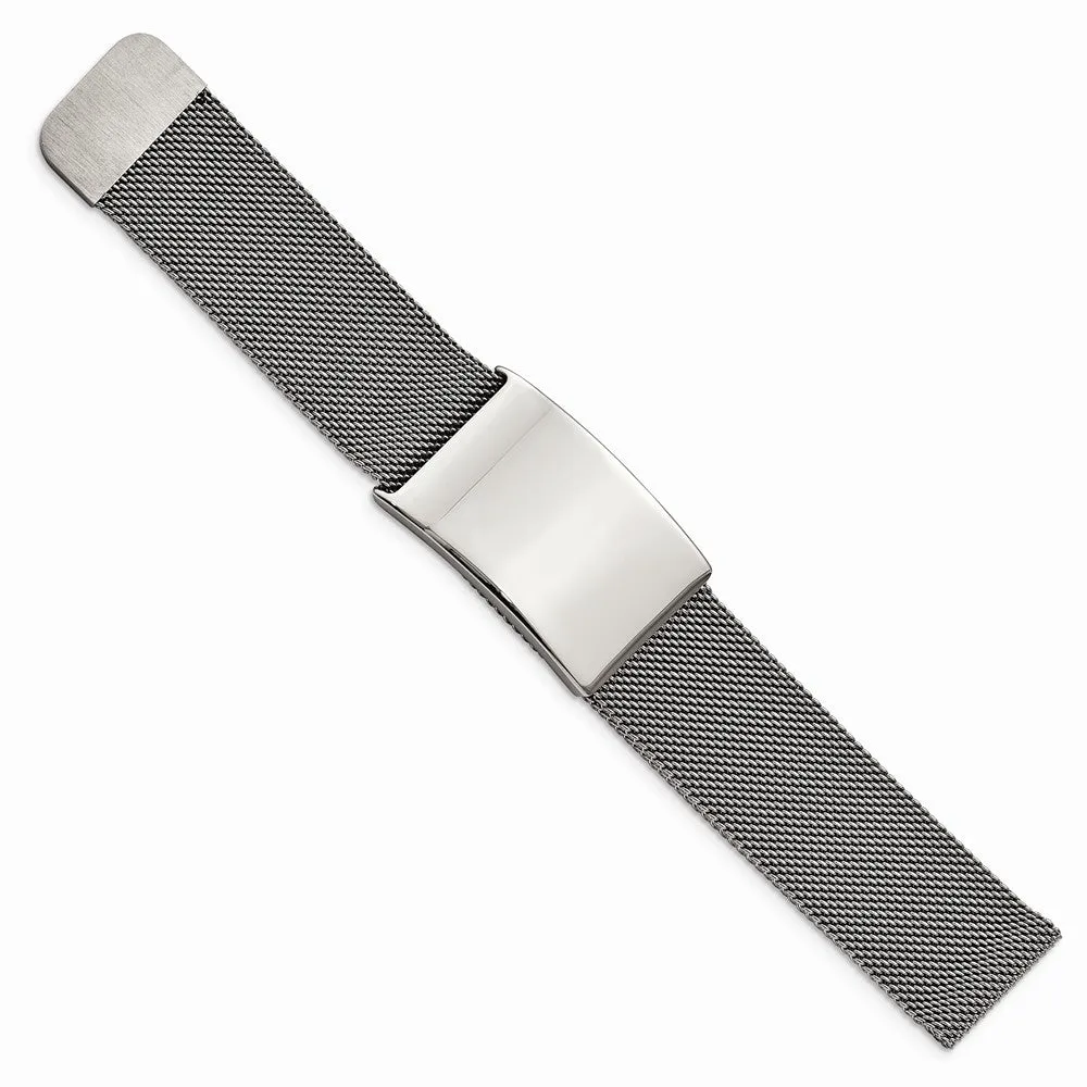 Stainless Steel Polished Mesh Adjustable ID Bracelet