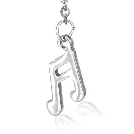 Stainless Steel Silver-Tone White Bezel-Set CZ Musical Music Notes Drop Dangle Earrings