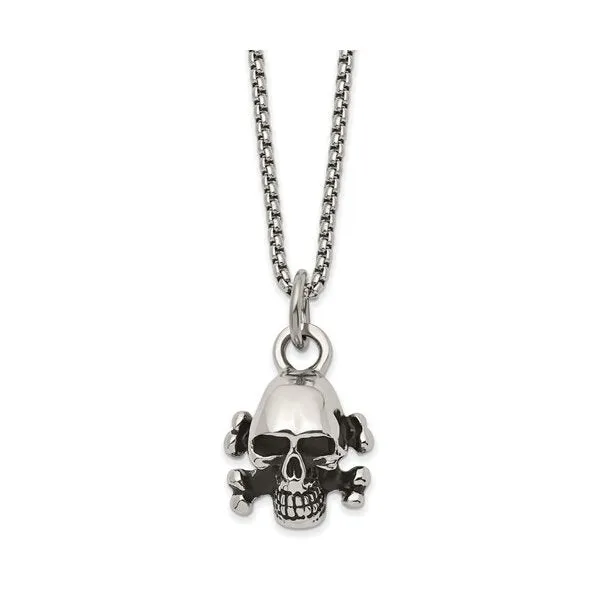 Stainless Steel Skull and Cross Bones Necklace