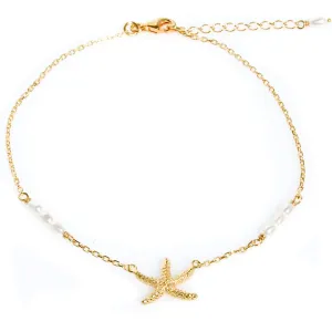 Starfish Pearl Anklet Gold