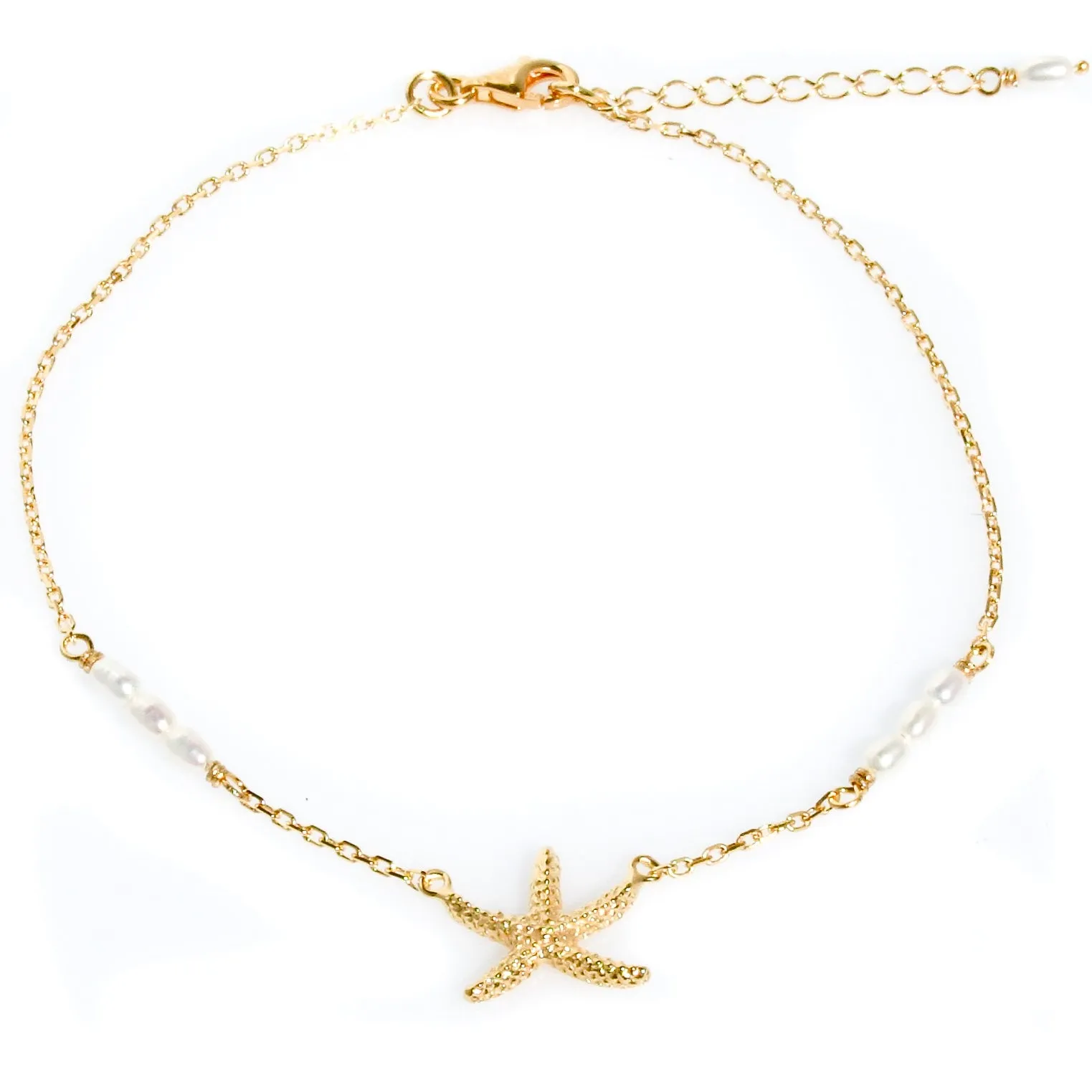 Starfish Pearl Anklet Gold