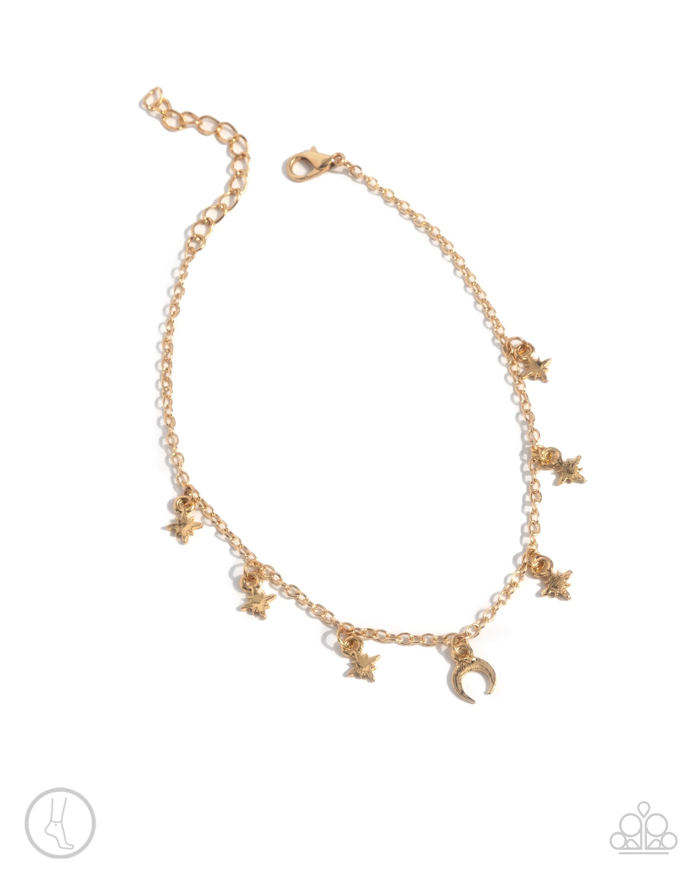 Stargazing Night - Gold - Moon and Star Charm Paparazzi Anklet
