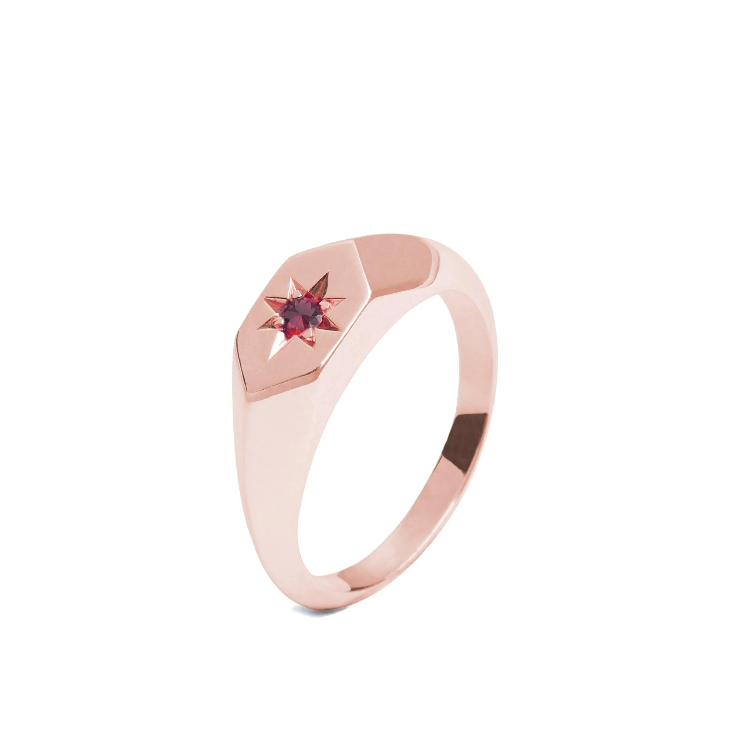 Starlight Ruby Birthstone 9ct Yellow Gold Signet Ring
