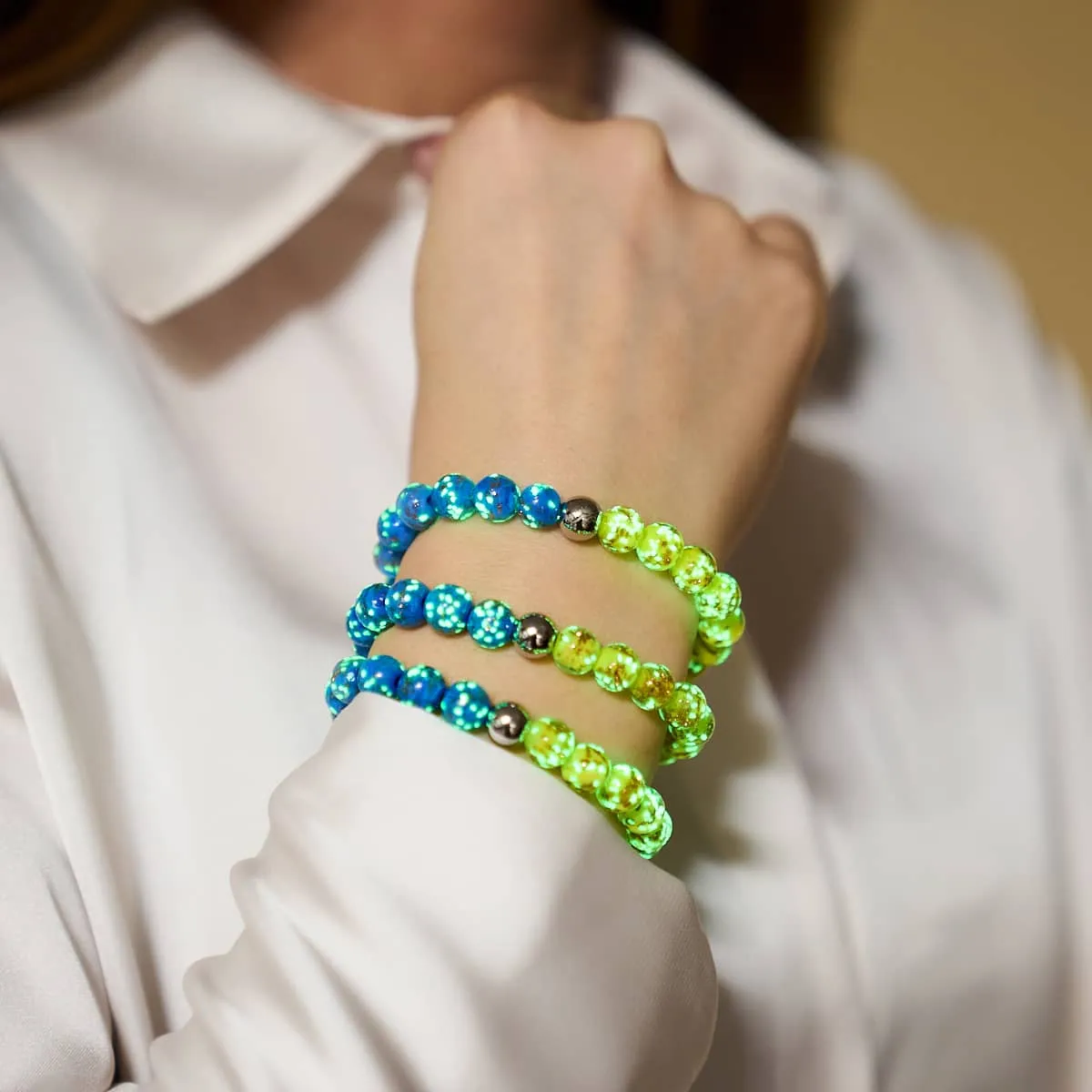 Starry Night | Ukrainian Aid | Firefly Glass Bracelet
