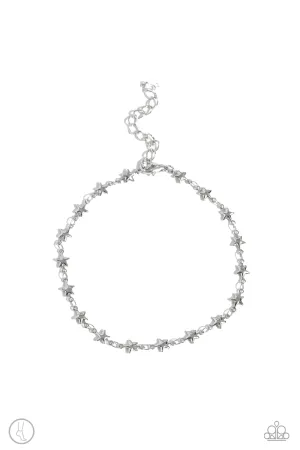 Starry Swing Dance Silver Ankle Bracelet Paparazzi
