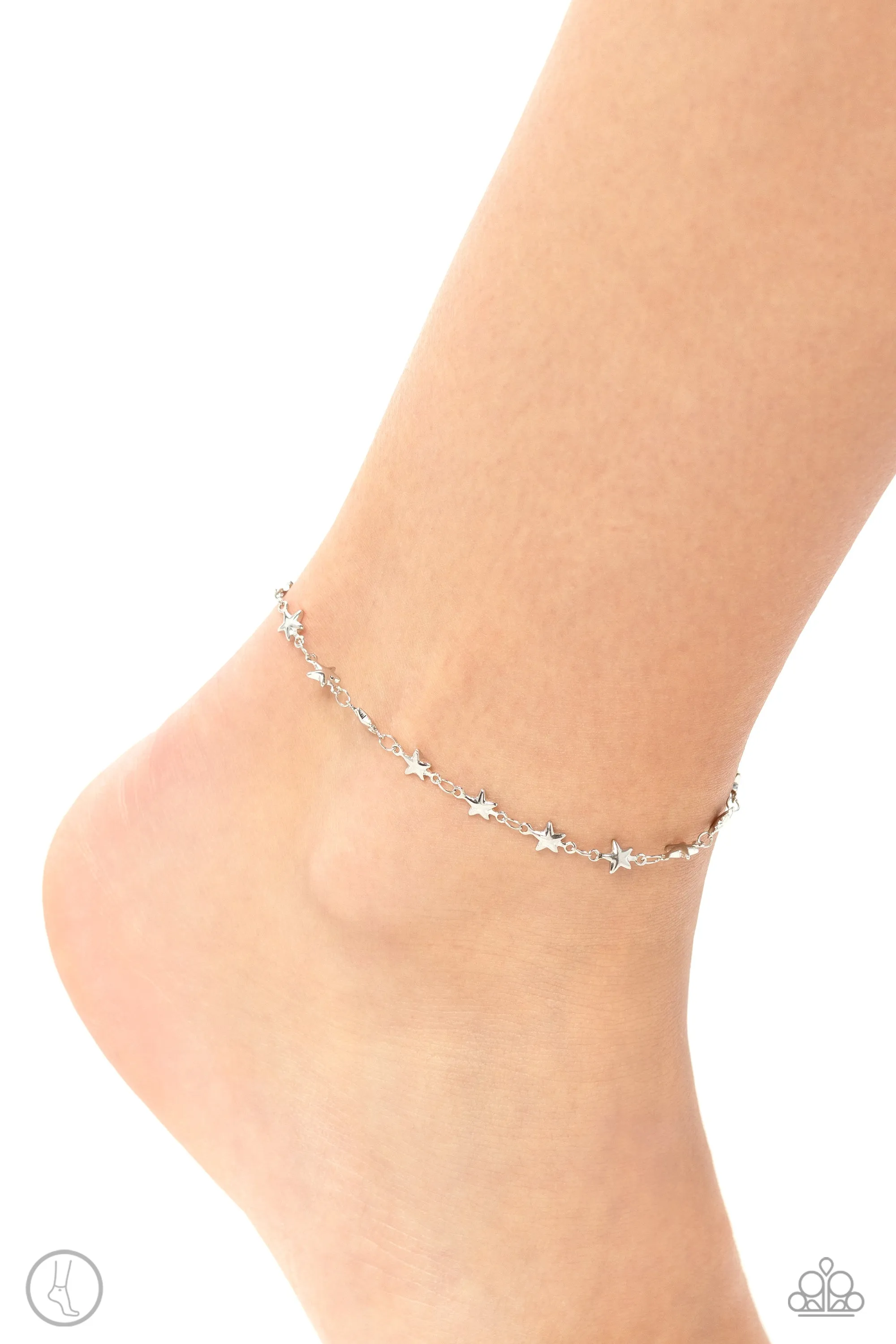 Starry Swing Dance Silver Ankle Bracelet Paparazzi
