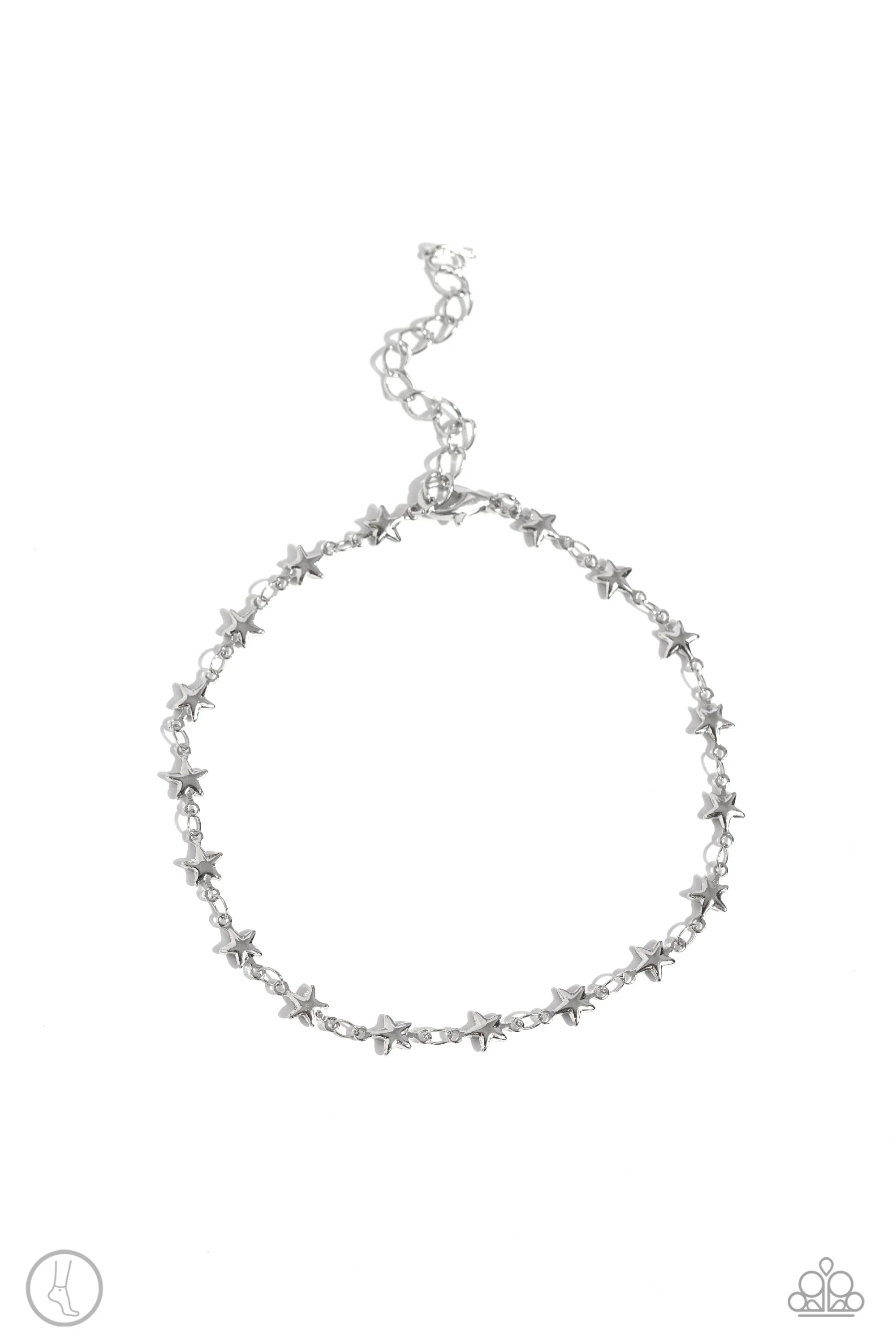 Starry Swing Dance Silver Ankle Bracelet Paparazzi