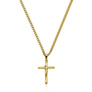 Steelx Stainless Steel Gold Plated Crucifix Cross Necklace