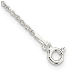 Sterling Silver 1.3mm Solid Rope Chain Anklet