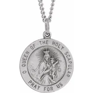 Sterling Silver 22 mm Round Scapular 24" Necklace