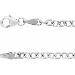 Sterling Silver 3.25 mm Oval Cable 16" Chain with Lobster Clasp