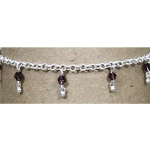 Sterling Silver Amethyst Anklet 10"