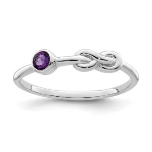 Sterling Silver Amethyst Infinity Knot Ring