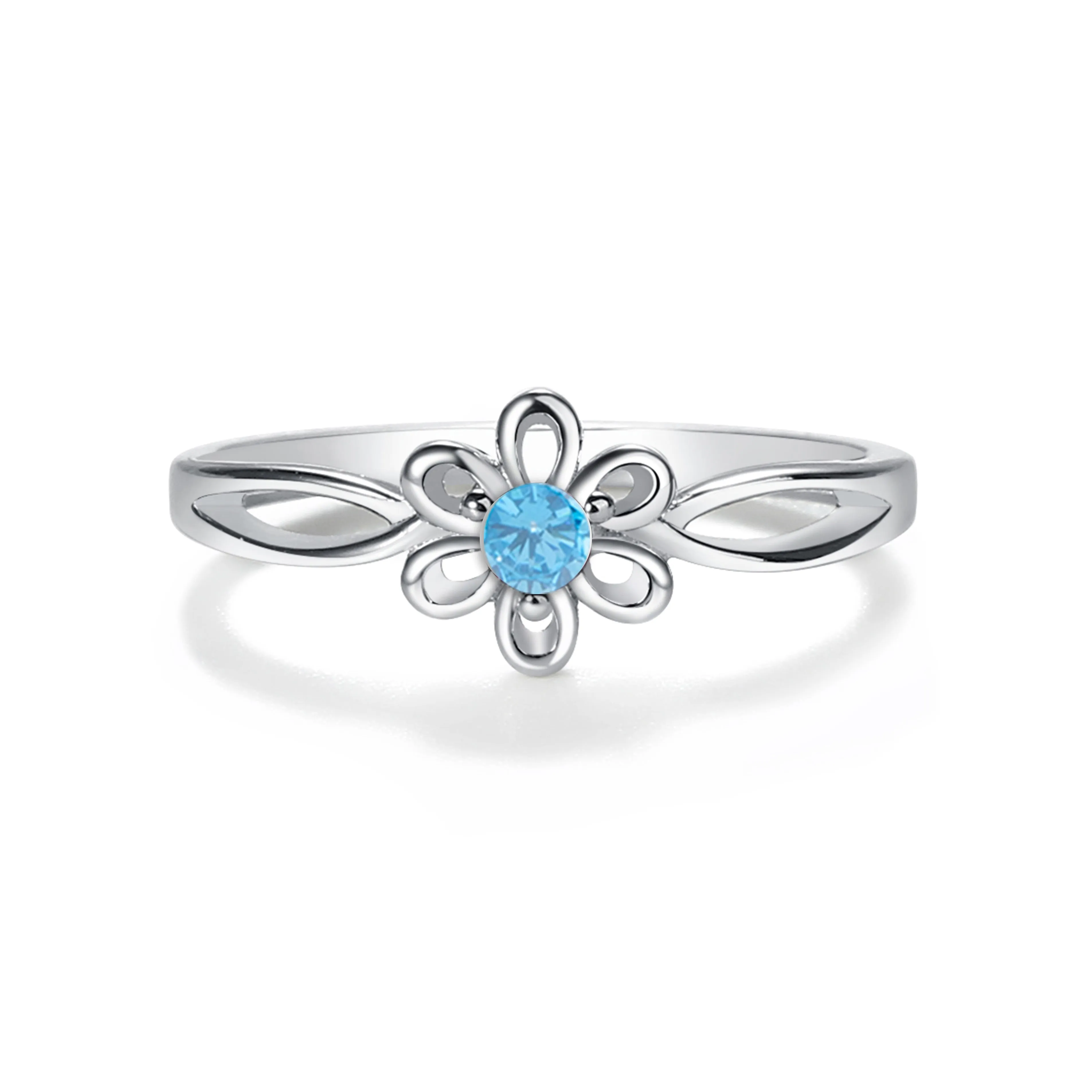 Sterling Silver Daisy Birthstone Baby Ring for Kids