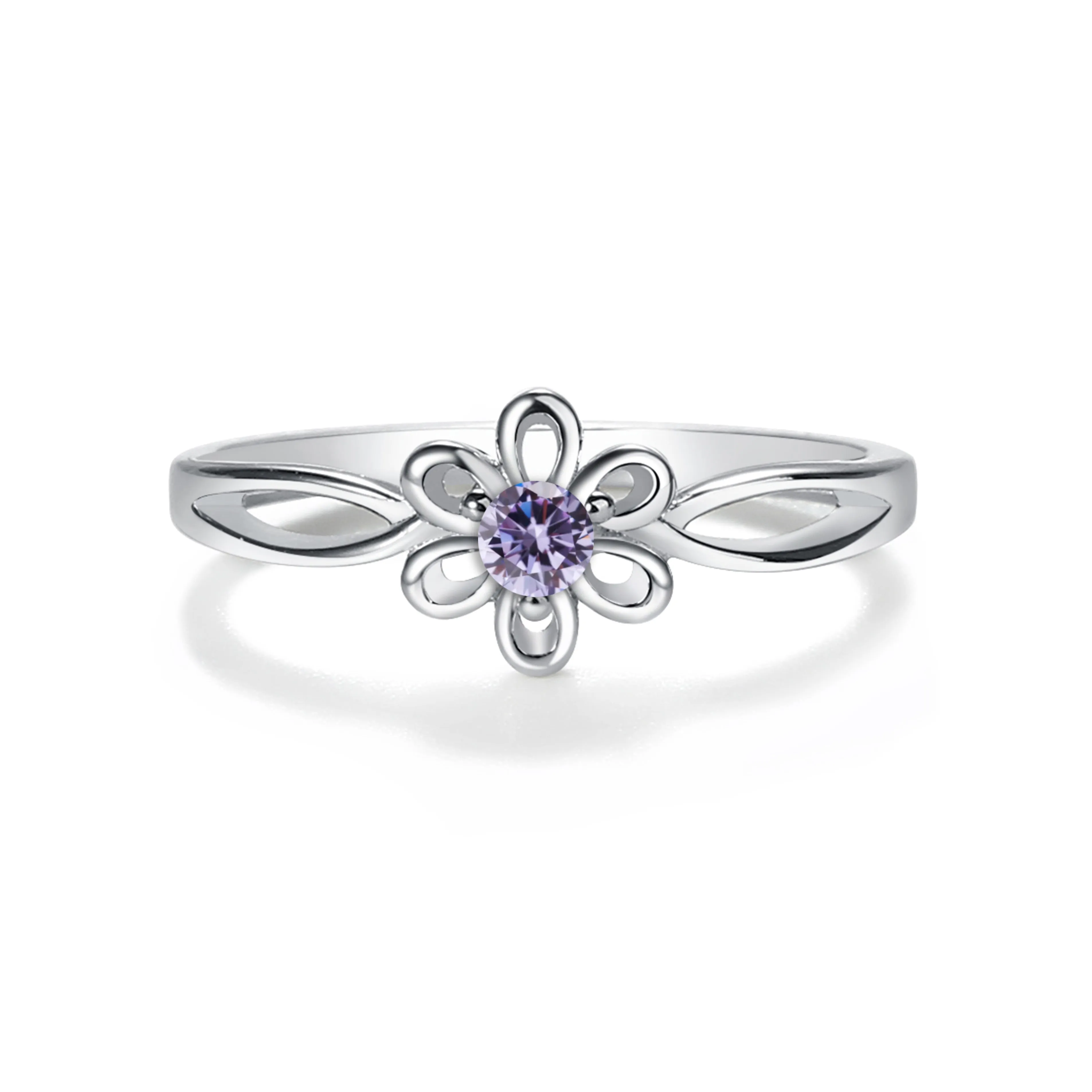 Sterling Silver Daisy Birthstone Baby Ring for Kids