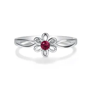 Sterling Silver Daisy Birthstone Baby Ring for Kids