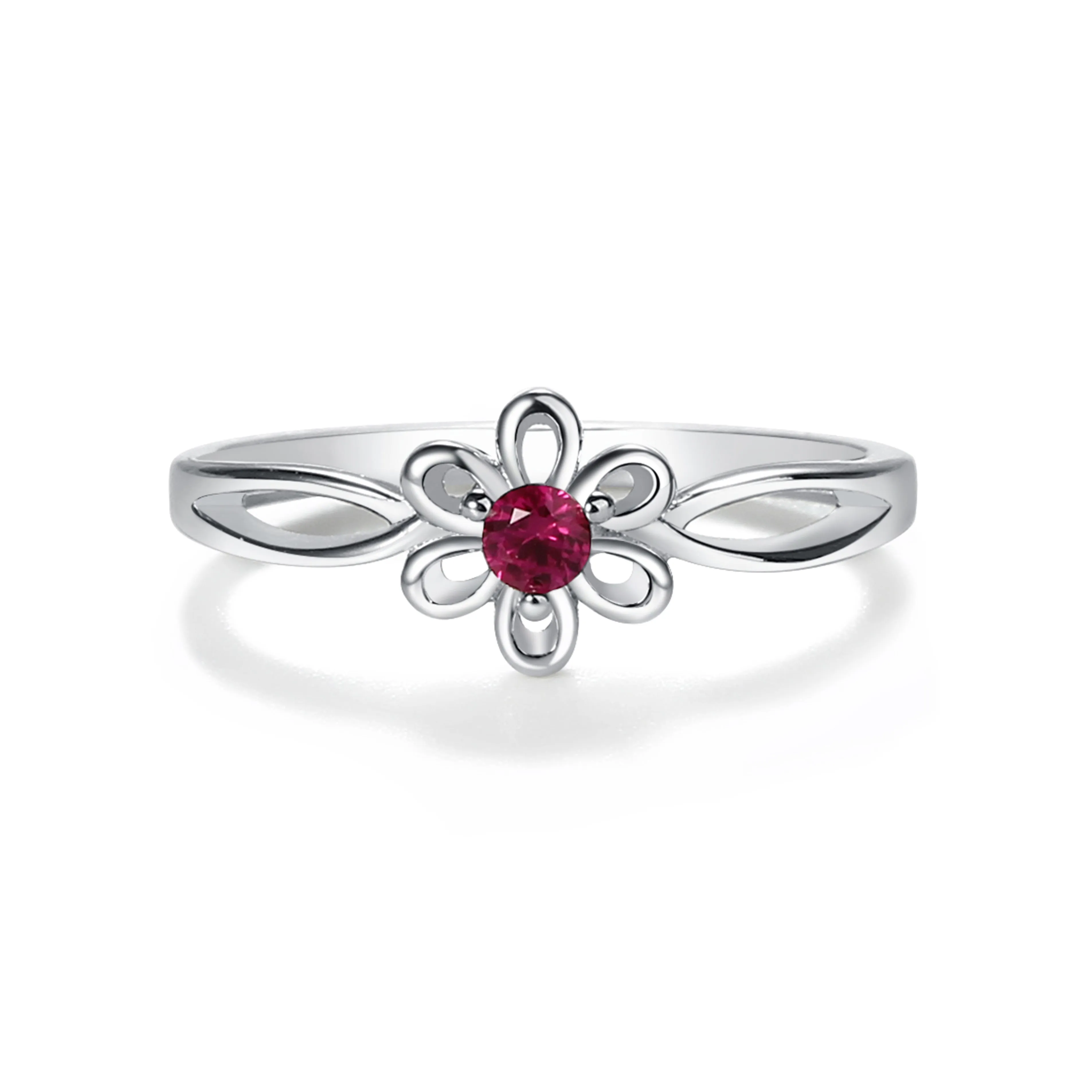 Sterling Silver Daisy Birthstone Baby Ring for Kids