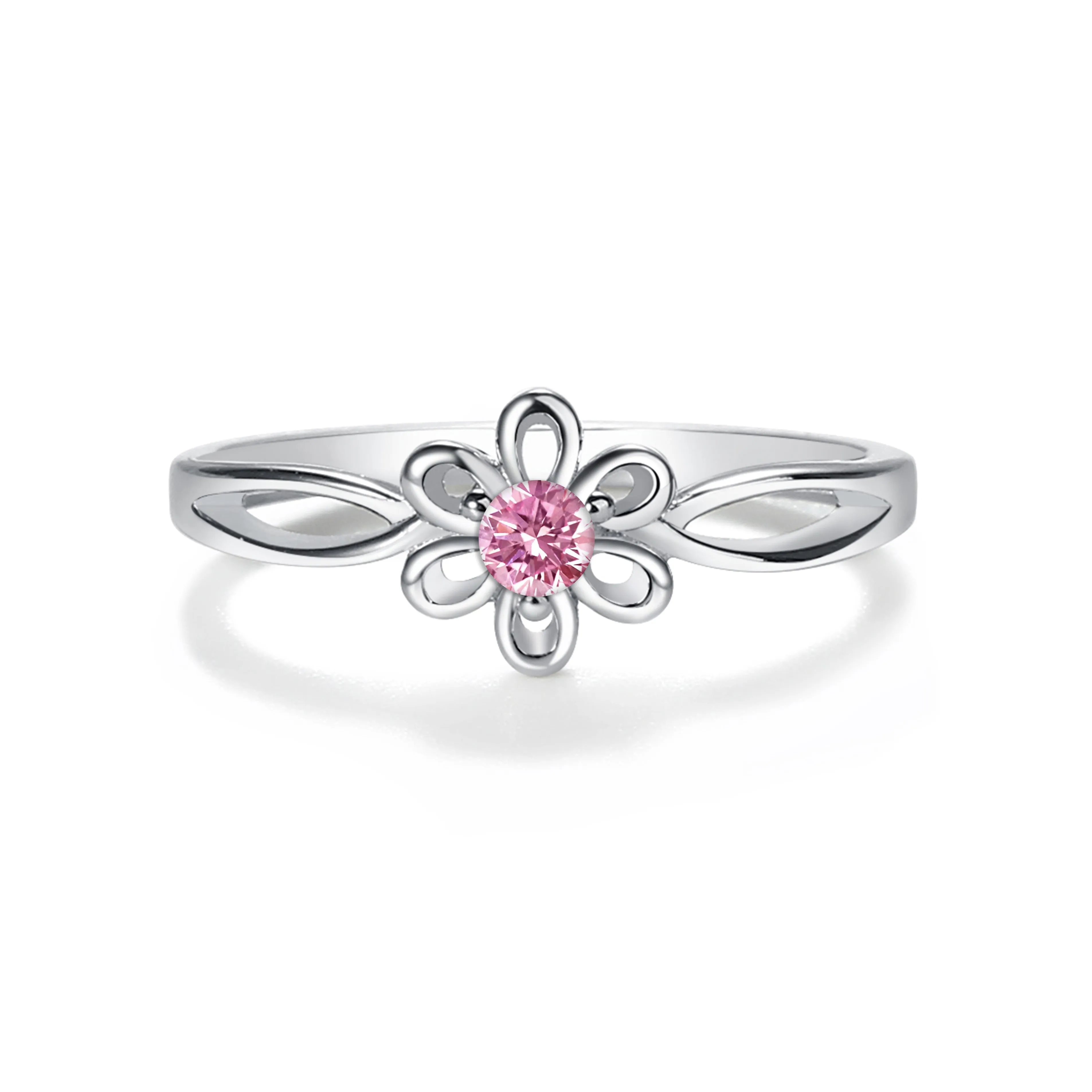 Sterling Silver Daisy Birthstone Baby Ring for Kids