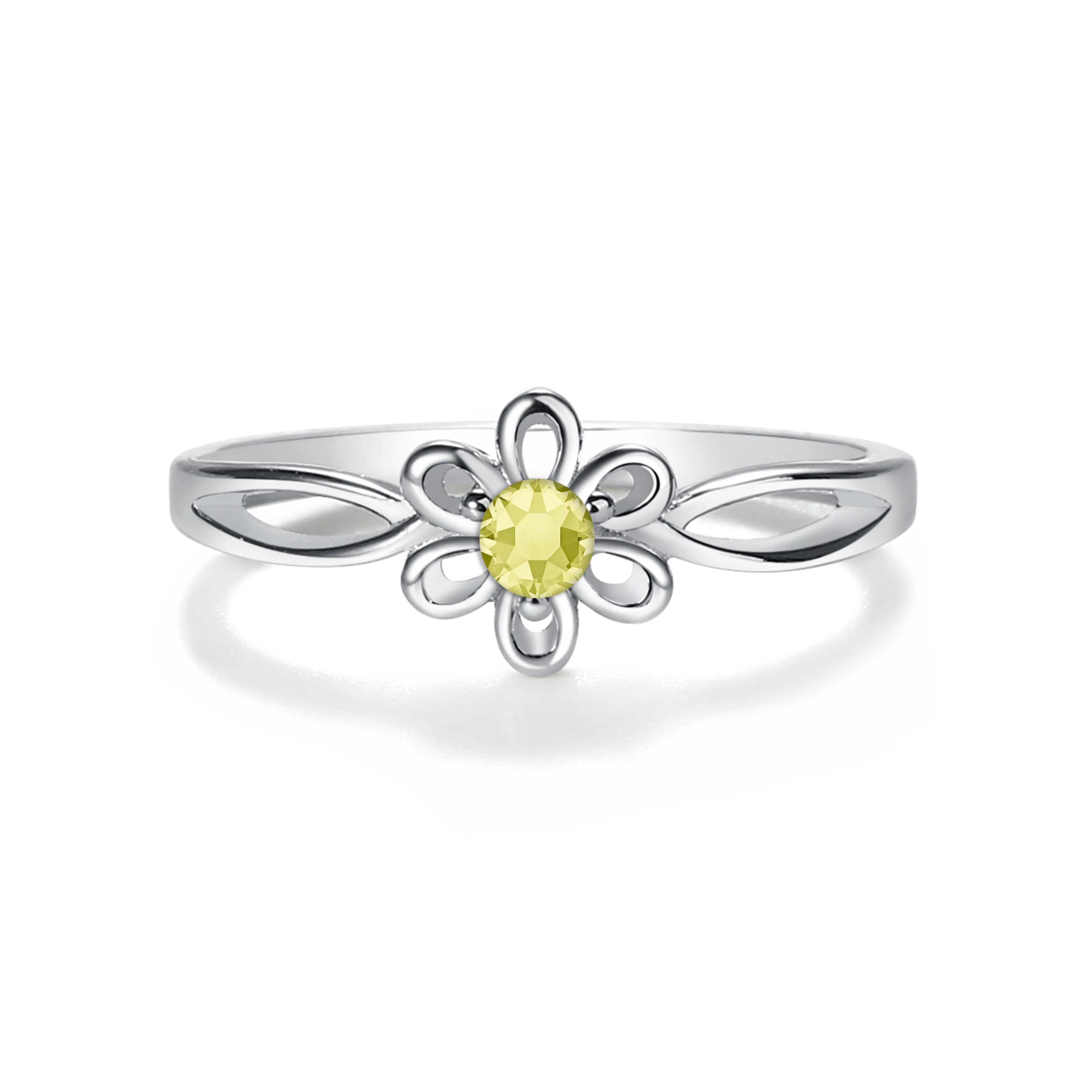 Sterling Silver Daisy Birthstone Baby Ring for Kids