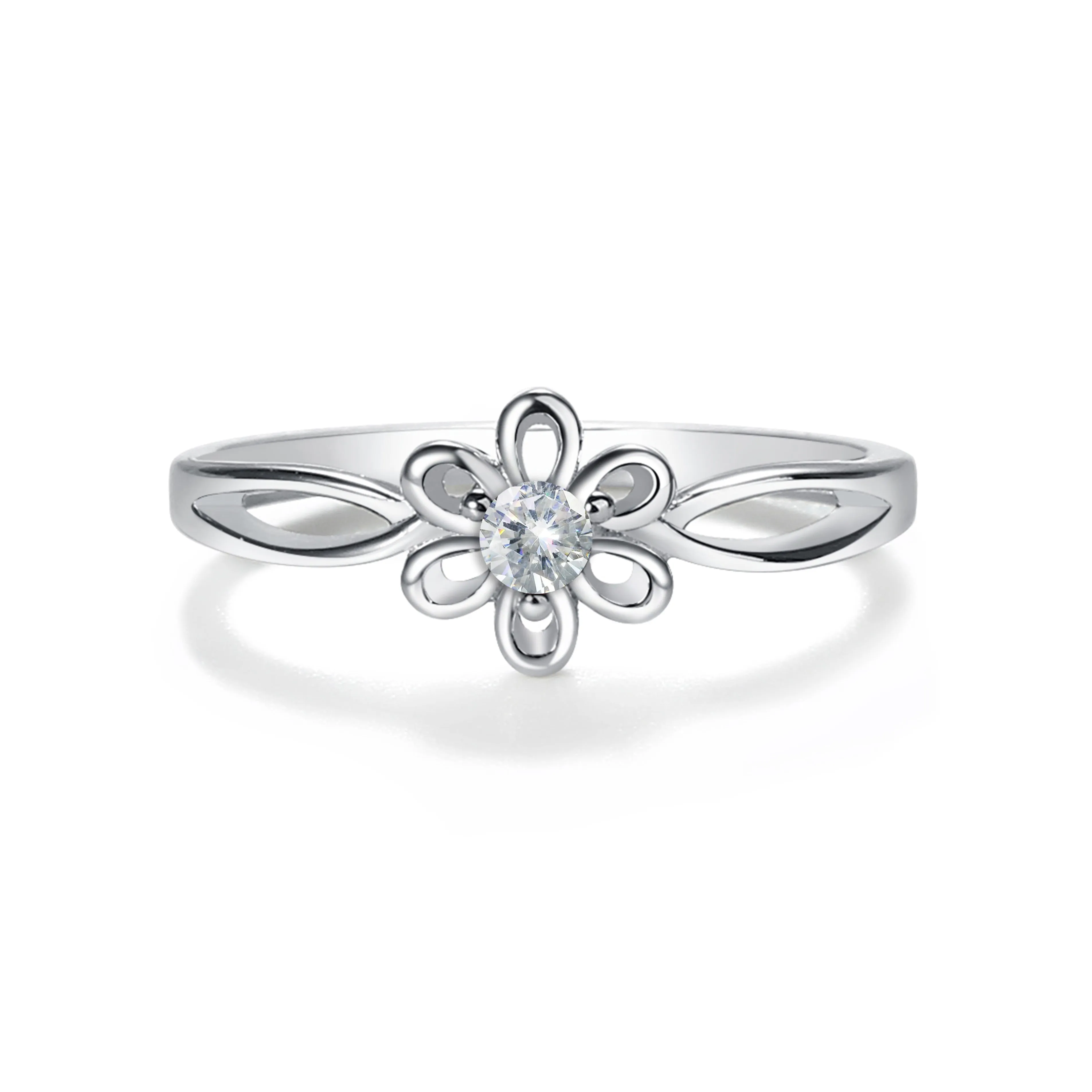 Sterling Silver Daisy Birthstone Baby Ring for Kids
