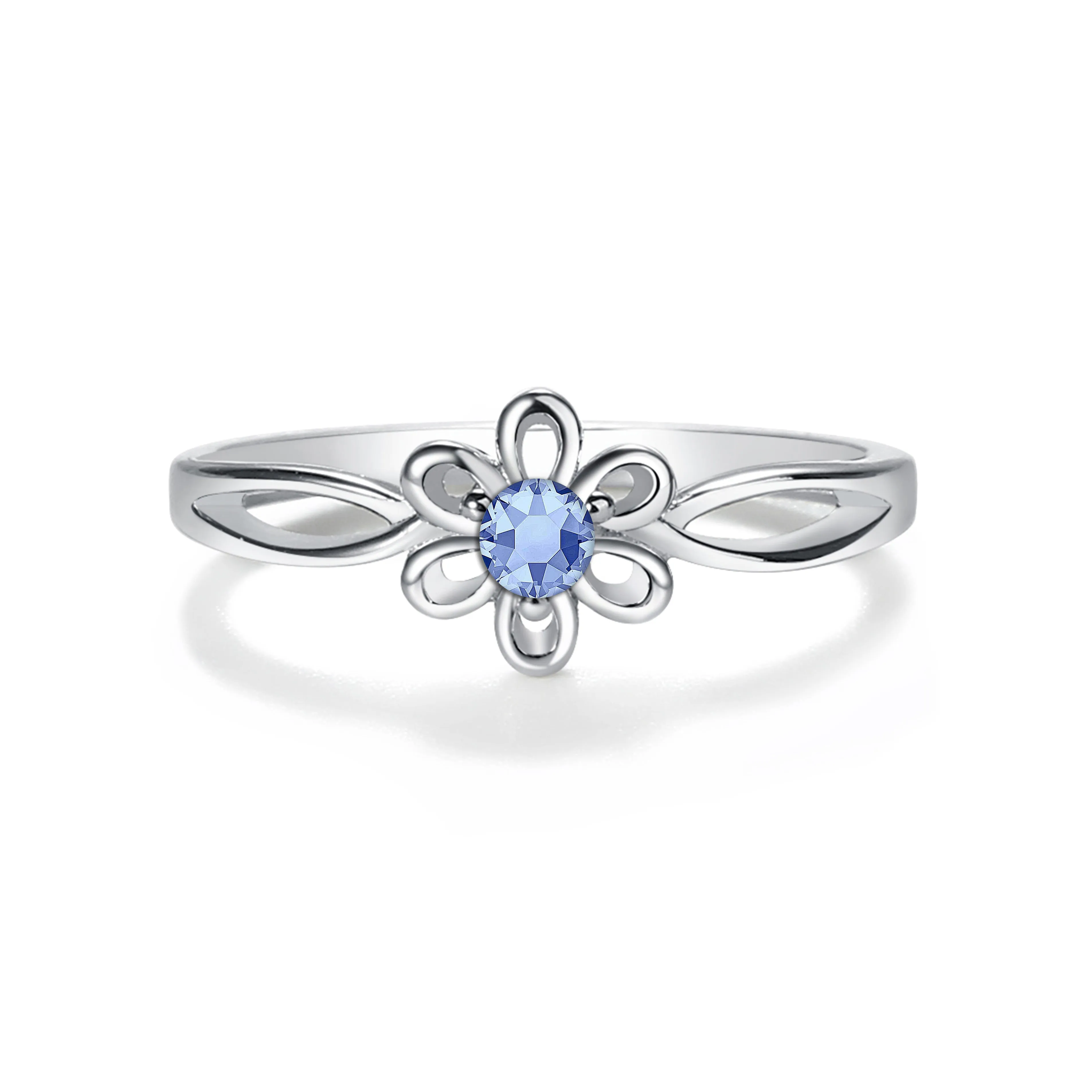 Sterling Silver Daisy Birthstone Baby Ring for Kids