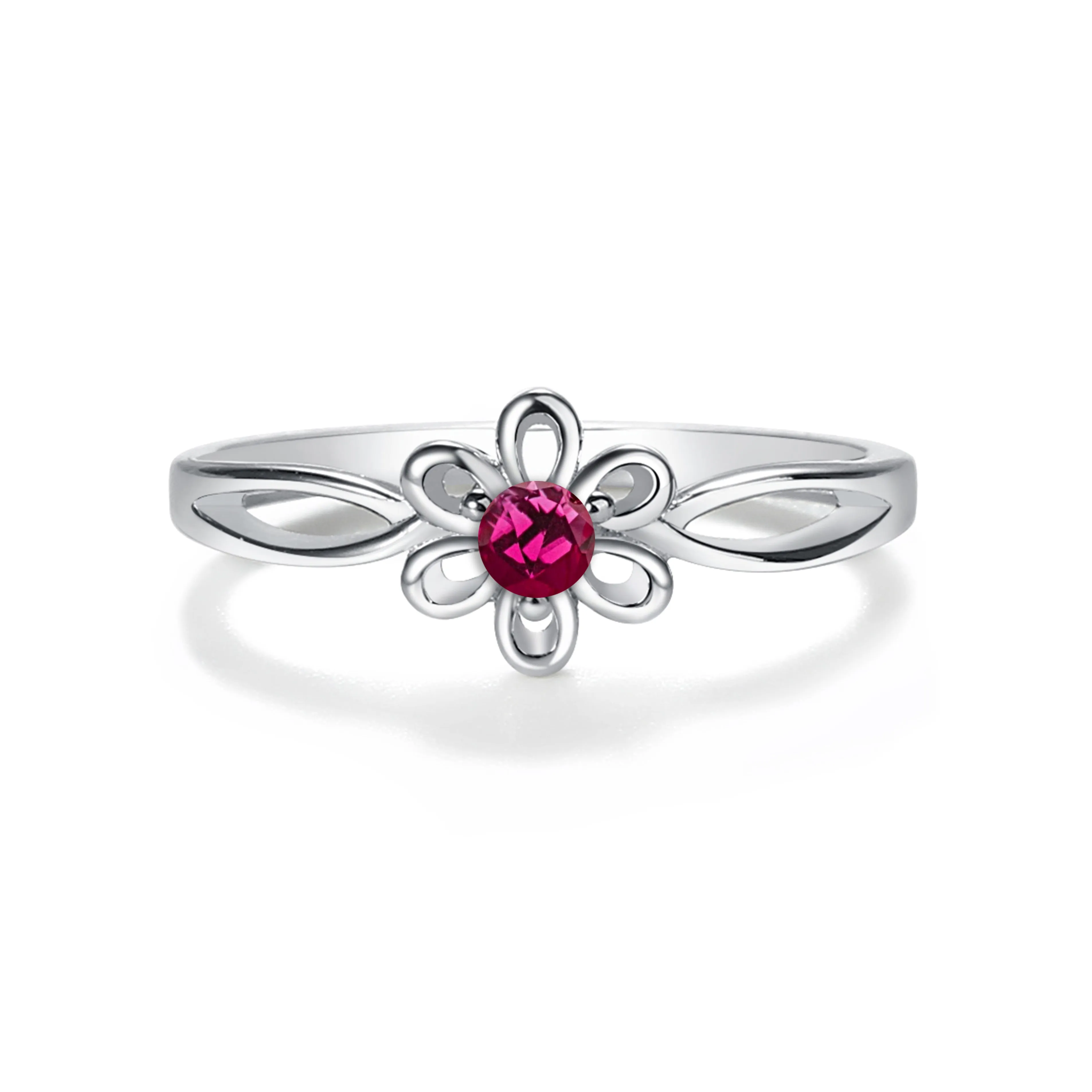 Sterling Silver Daisy Birthstone Baby Ring for Kids