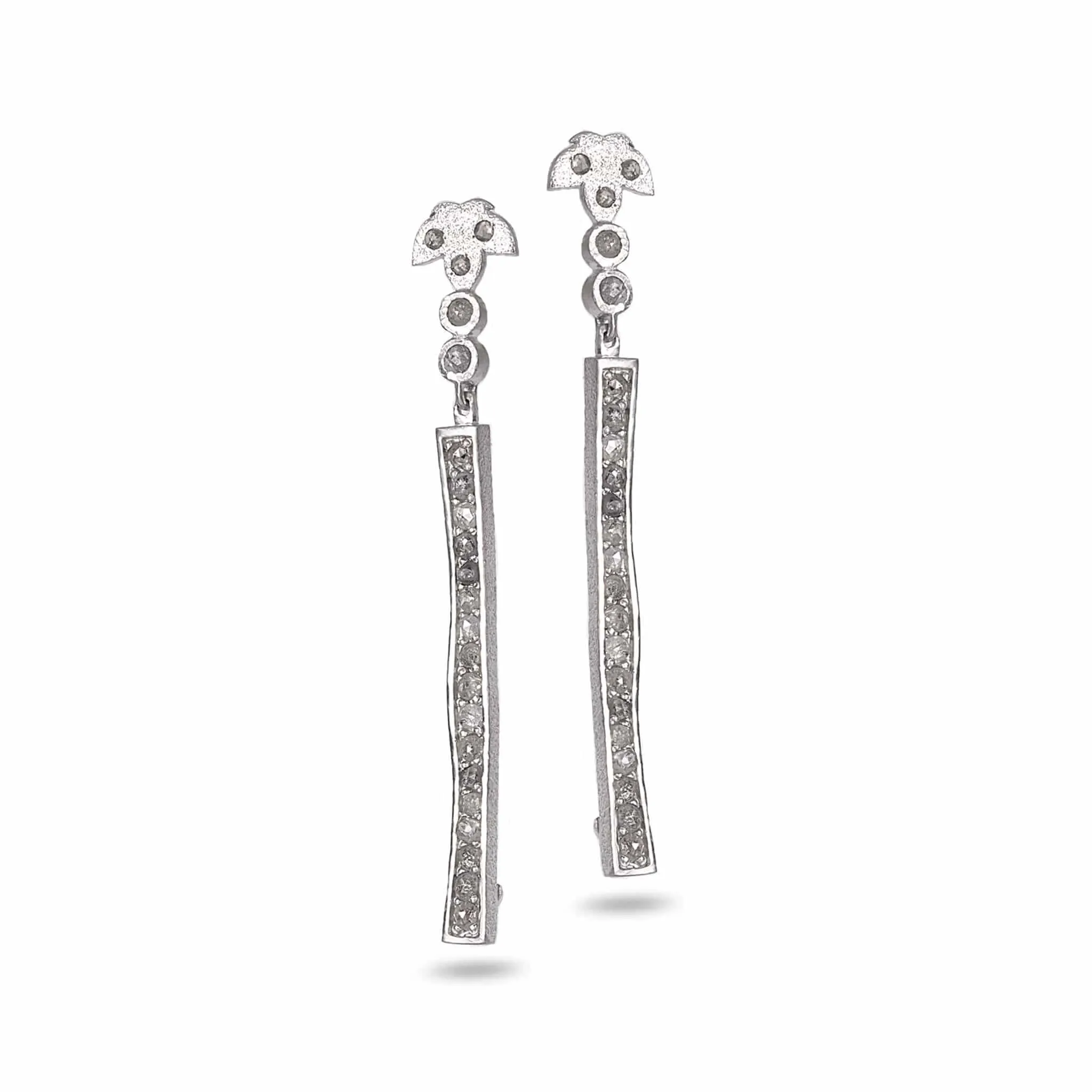 Sterling Silver Diamond Rain Drop Earrings