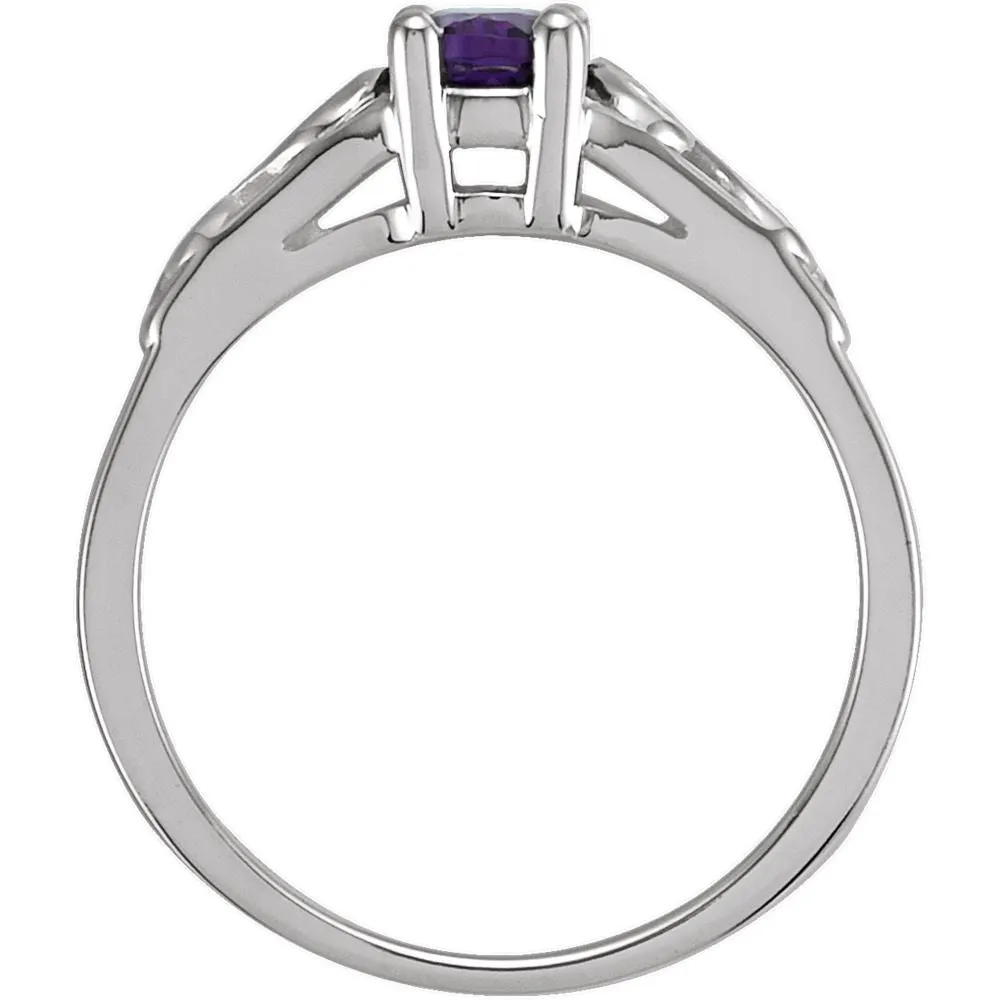 Sterling Silver February Imitation Birthstone Ring , Size 5
