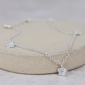Sterling Silver Flower Charm Anklet