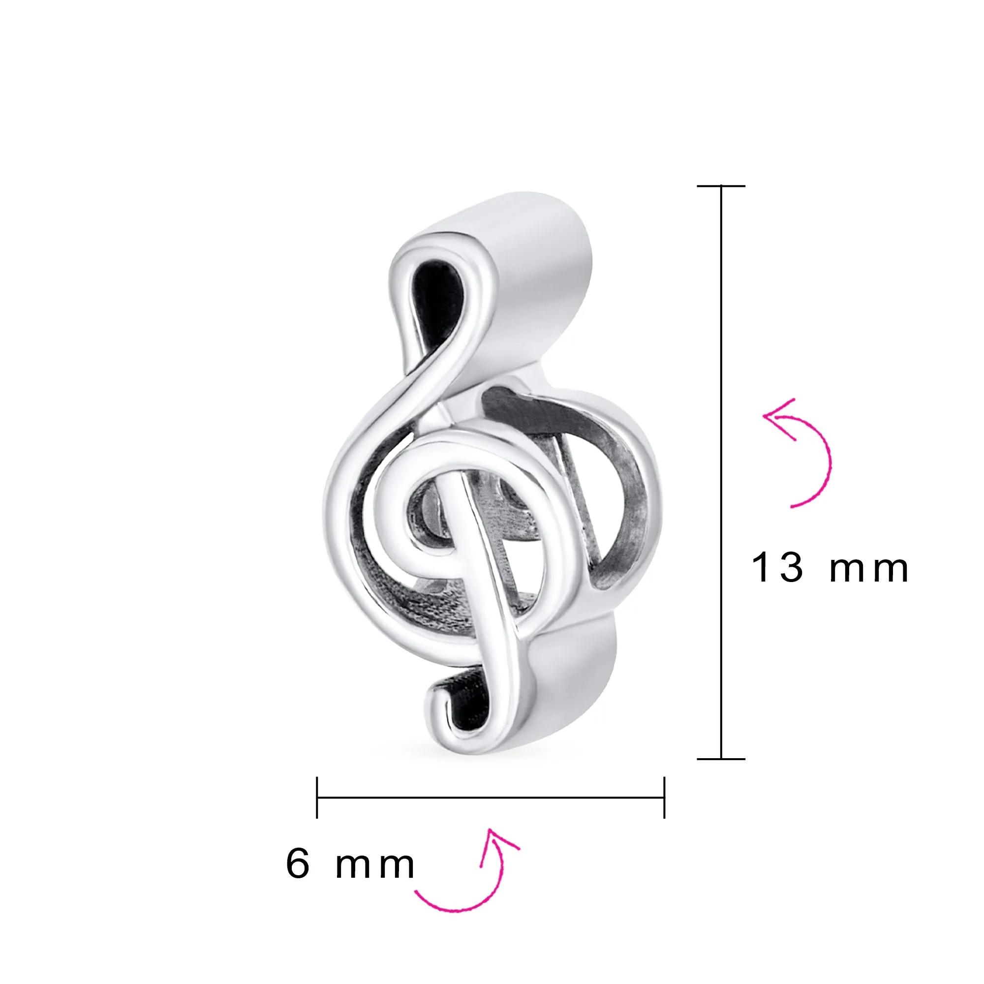 Sterling Silver G Clef Musician Charm Bead for European Bracelets