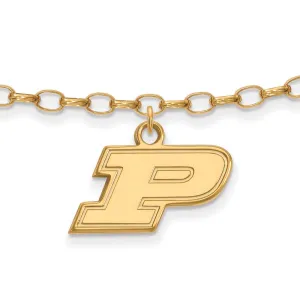 Sterling Silver Gold-plated Purdue University Letter P 9-inch Anklet