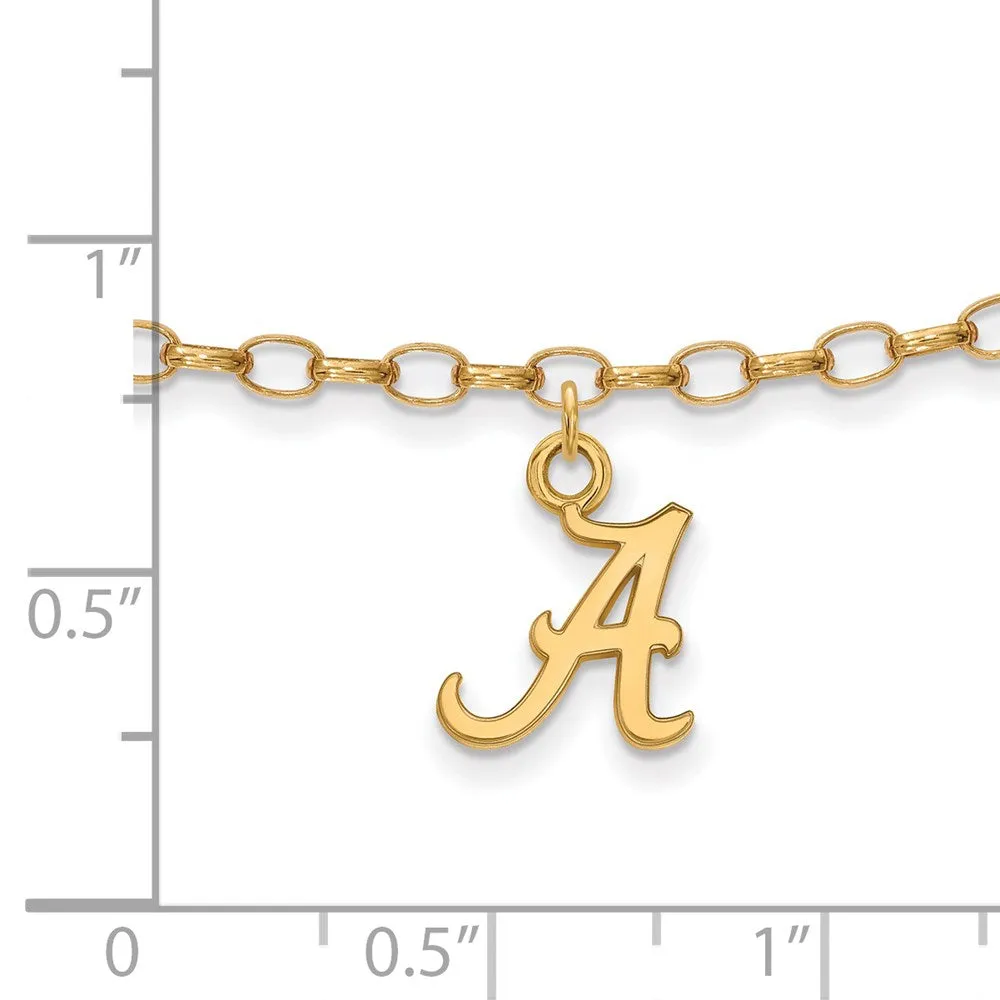 Sterling Silver Gold-plated University of Alabama 9 inch Anklet