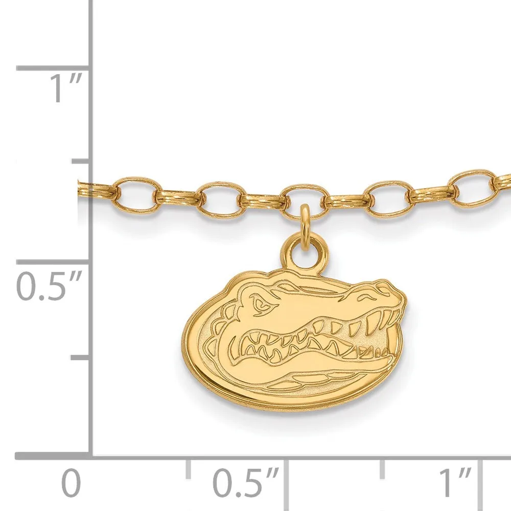 Sterling Silver Gold-plated University of Florida Gator 9 inch Anklet