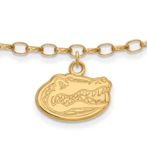 Sterling Silver Gold-plated University of Florida Gator 9 inch Anklet