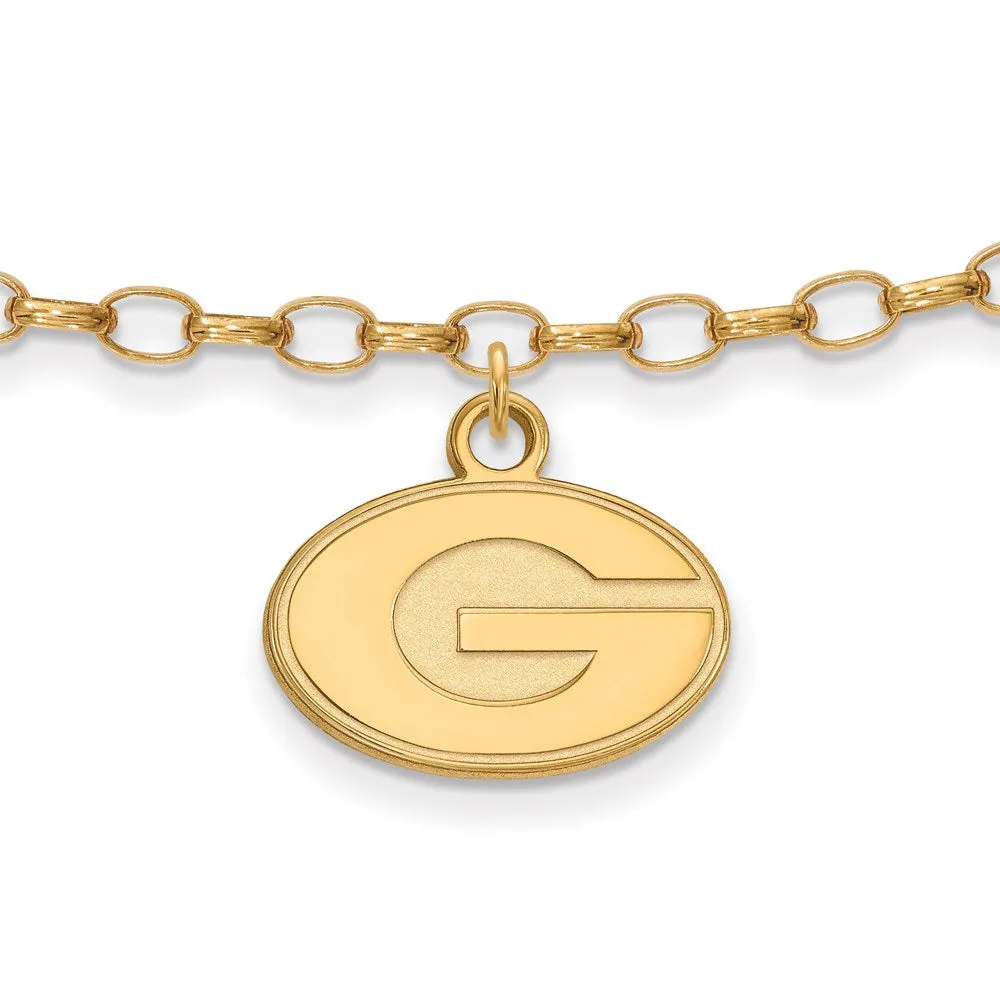 Sterling Silver Gold-plated University of Georgia Letter G 9-inch Anklet