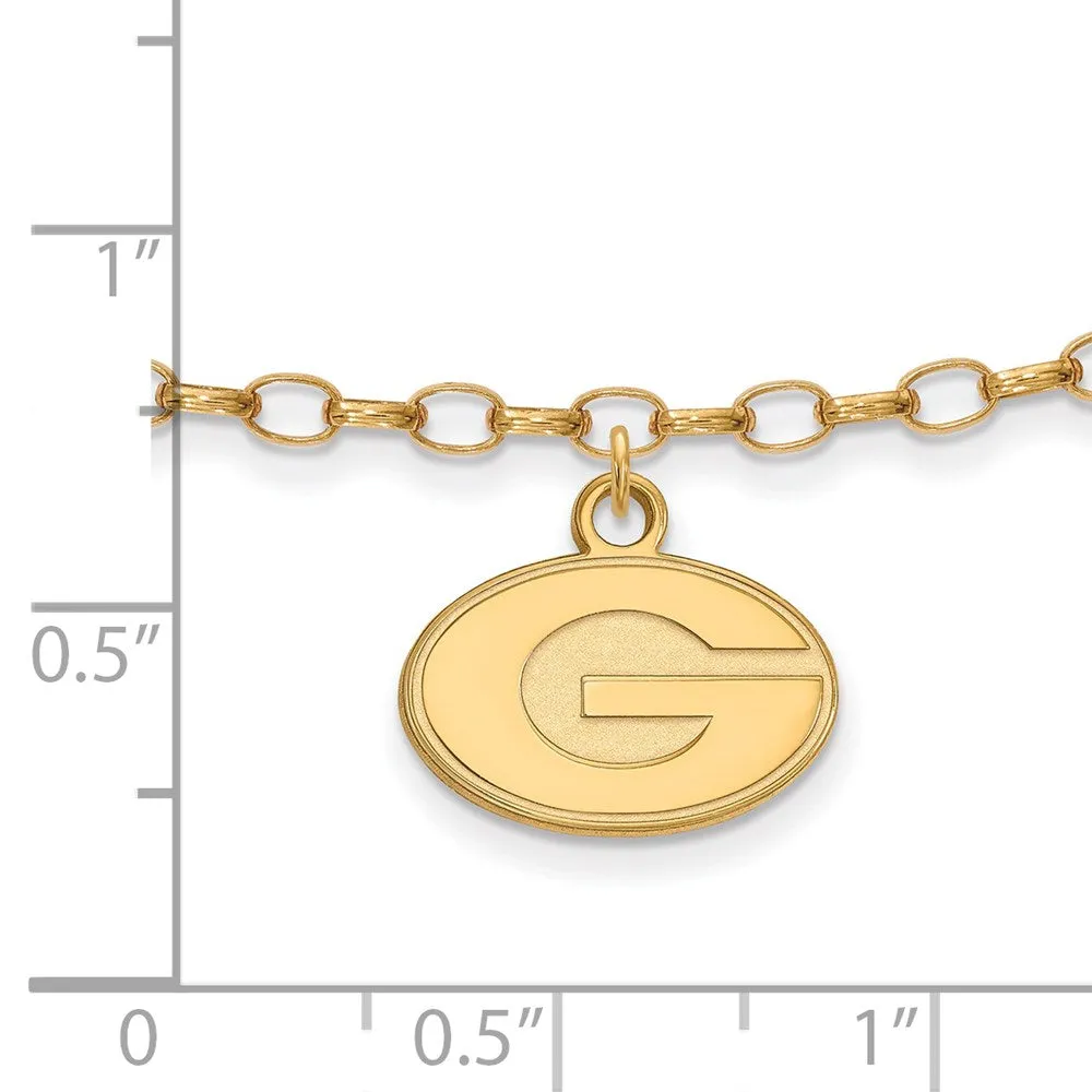 Sterling Silver Gold-plated University of Georgia Letter G 9-inch Anklet