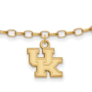 Sterling Silver Gold-plated University of Kentucky U-K 9 inch Anklet