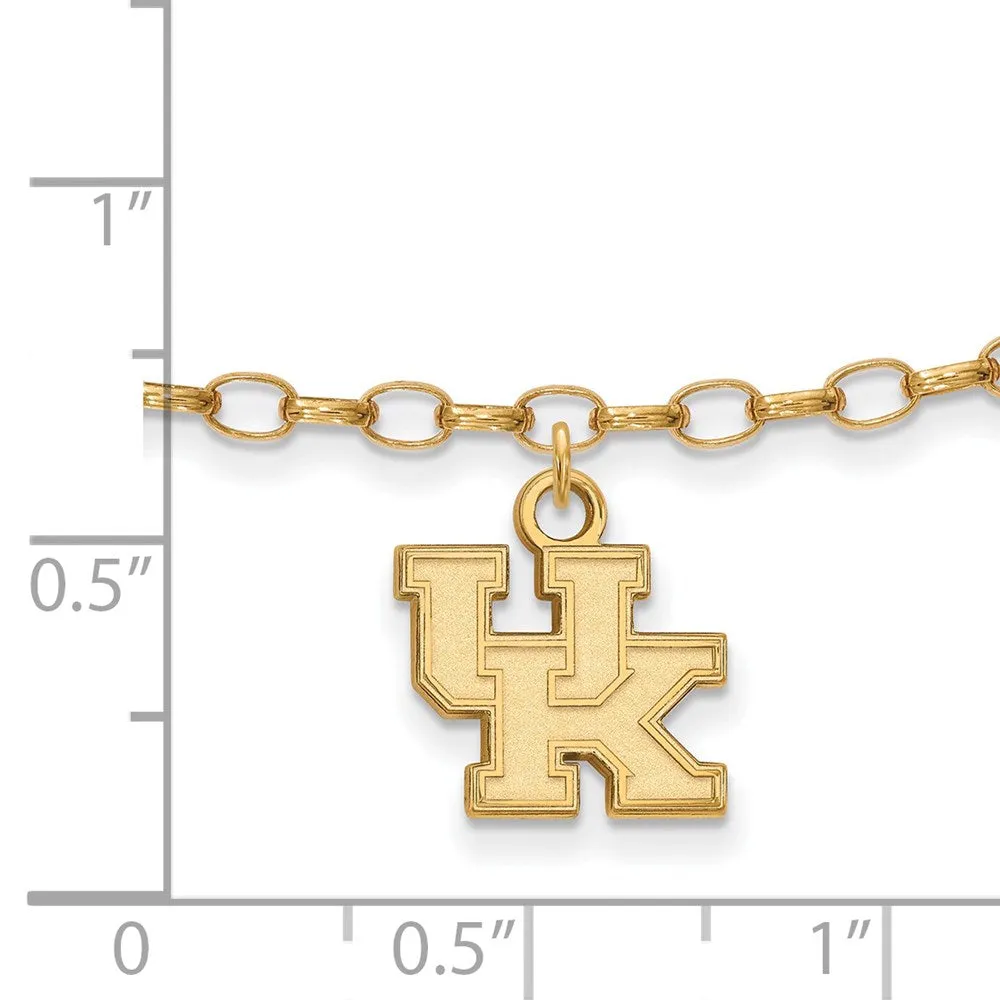 Sterling Silver Gold-plated University of Kentucky U-K 9 inch Anklet