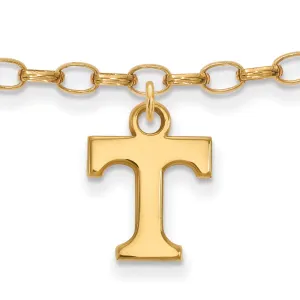 Sterling Silver Gold-plated University of Tennessee Letter T 9 inch Anklet