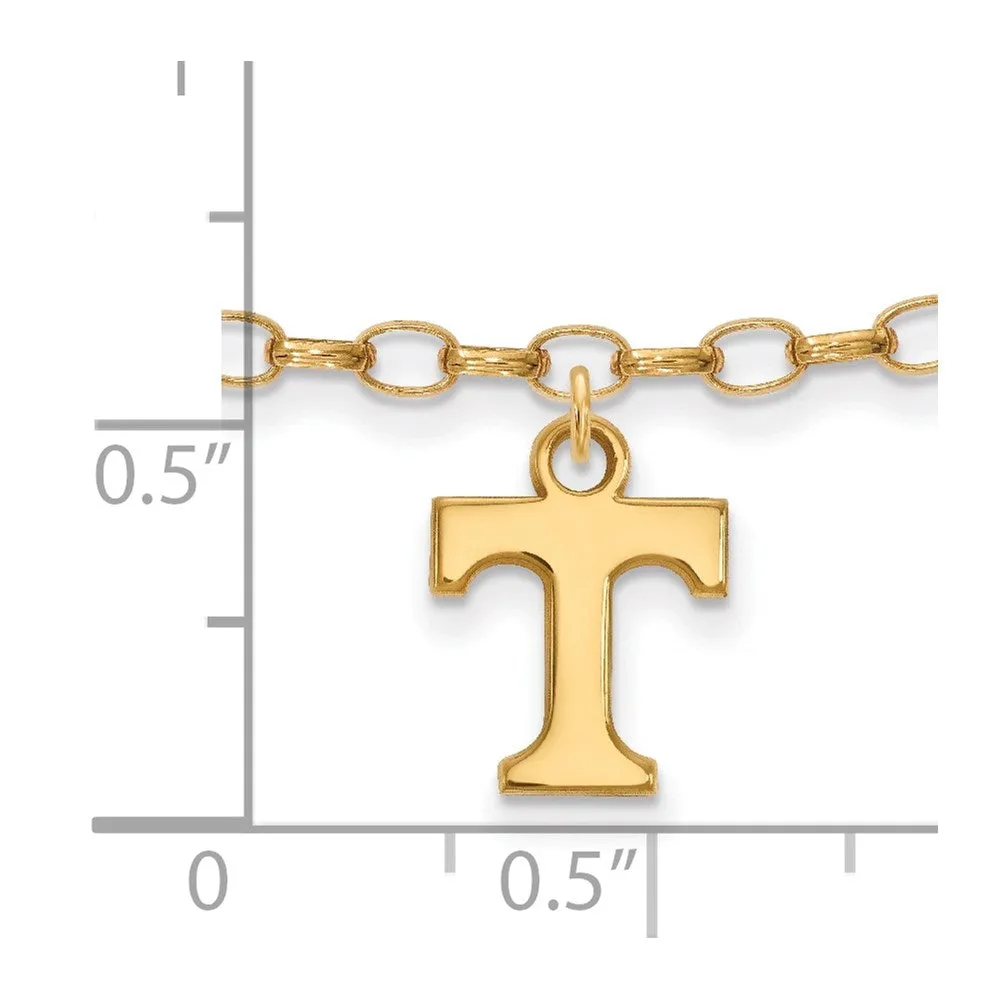 Sterling Silver Gold-plated University of Tennessee Letter T 9 inch Anklet