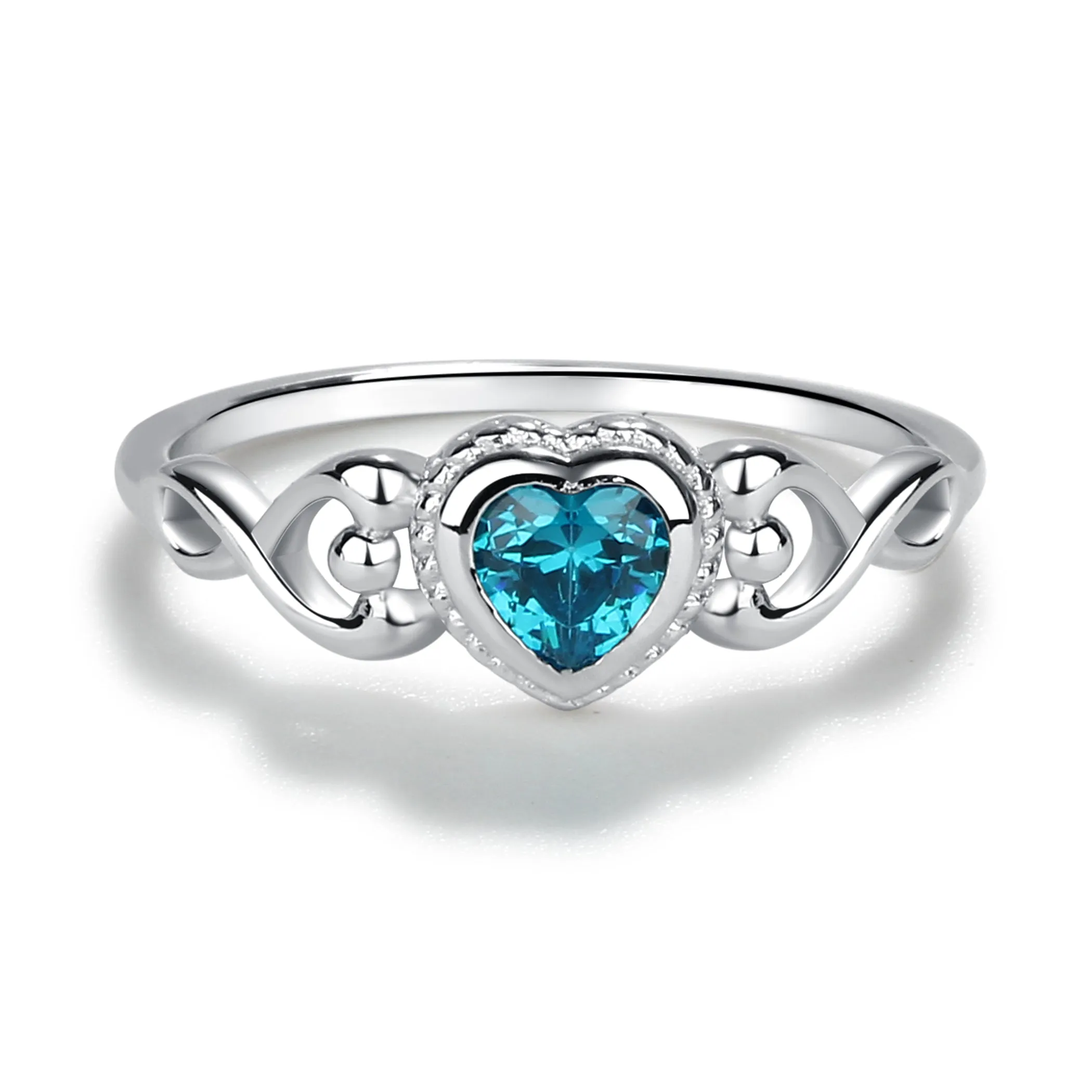 Sterling Silver Heart Birthstone Baby Ring for Kids