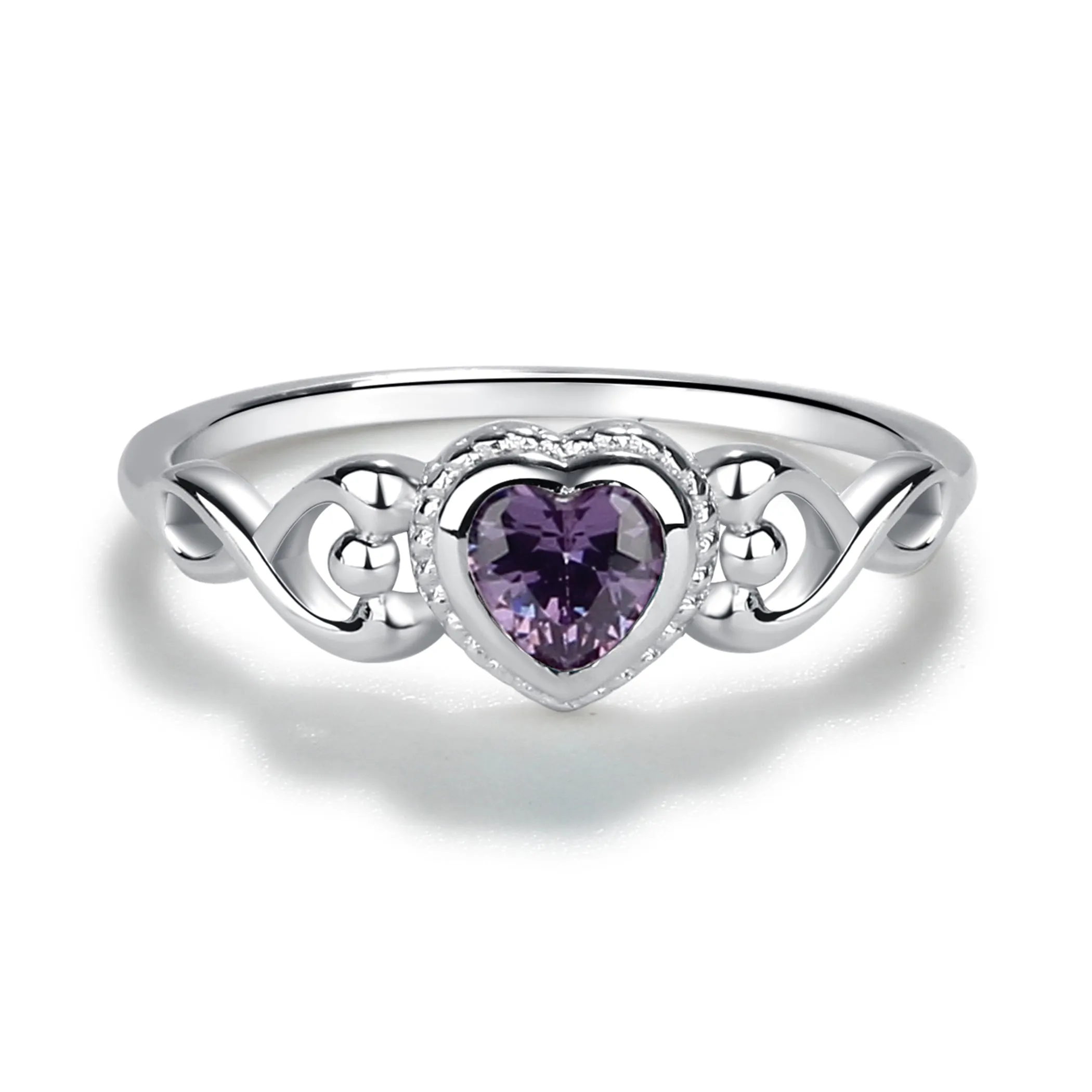 Sterling Silver Heart Birthstone Baby Ring for Kids