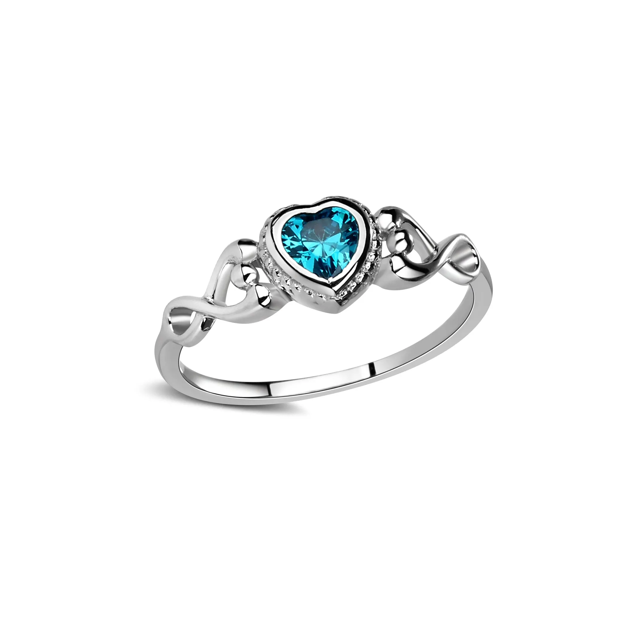 Sterling Silver Heart Birthstone Baby Ring for Kids