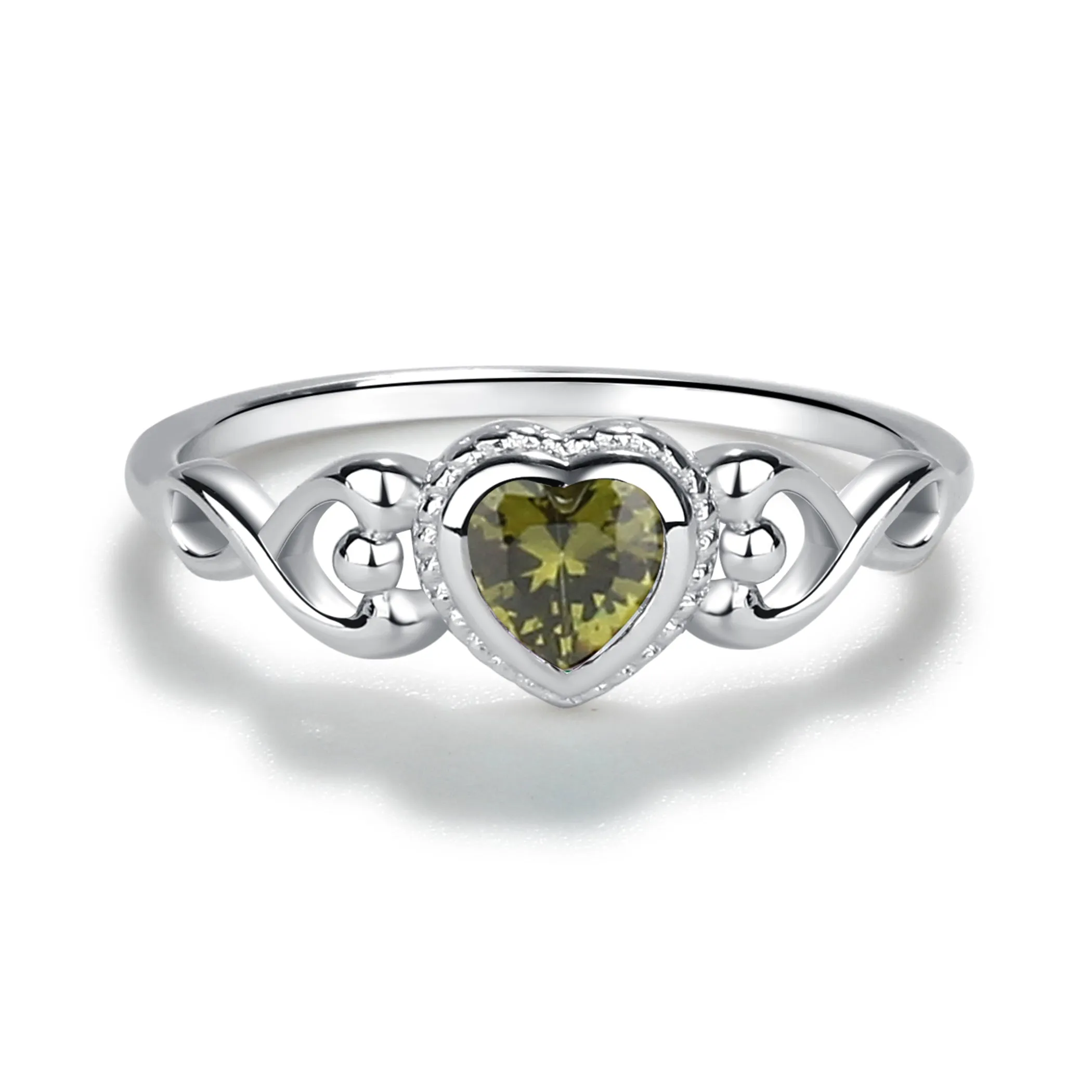 Sterling Silver Heart Birthstone Baby Ring for Kids