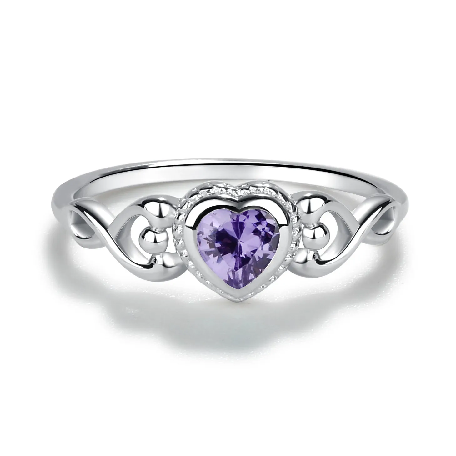 Sterling Silver Heart Birthstone Baby Ring for Kids